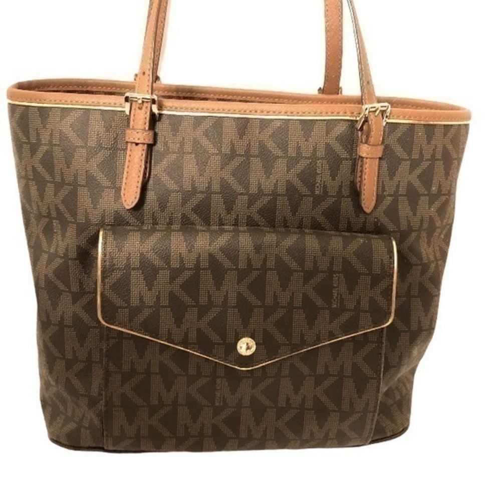 MICHAEL KORS monogram brown front pocket tote bag